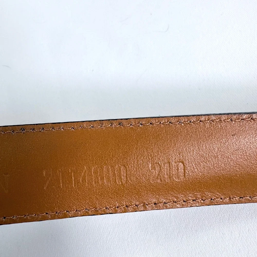 Polo Ralph Lauren Belt Brown Pebble Grain Leather Silver Buckle Mens 34 Vintage